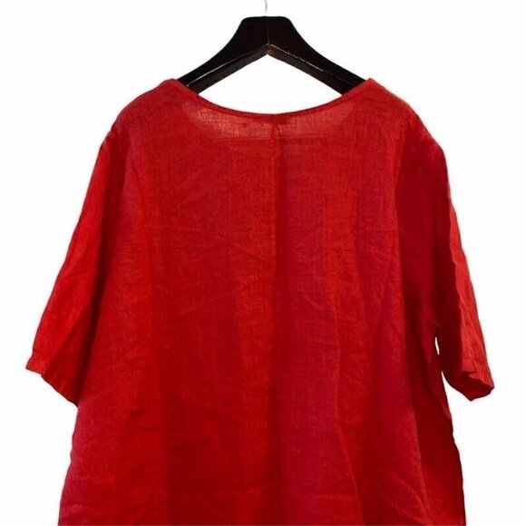 NEW Caterina Ricci 100% Linen Red Lagenlook Dress 3X - Picture 6 of 9